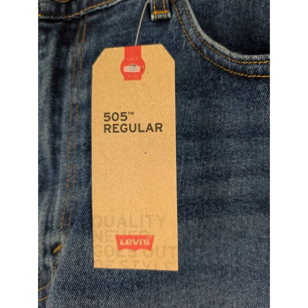 Levis 505 Regular Fit Mens Jeans W38 L30 Denim‎ Blue